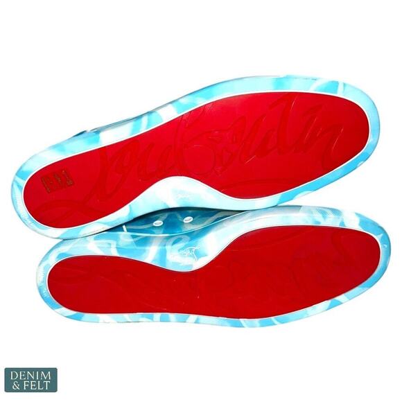 Christian‎ Louboutin Louis Junior Swirls Low Sneakers Blue White Men’s 46 NEW